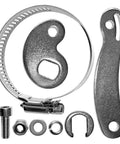 M16 Torque Arm For Front Or Rear Hub Motors Up To 5000W Heavy Duty Mount Bracket For Electric Bikes Galvanized Iron Construction With Hose Clamp Ensures Rock Solid Security And Safe Smooth Rides. Galvanized iron bracket with hose clamp, bolt, washer, and nuts