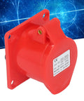 Heavy Duty Industrial Concealed Power Outlet IP44 Wall Socket PC Brass Red Commercial Grade Electrical Jack mounted on a wall.