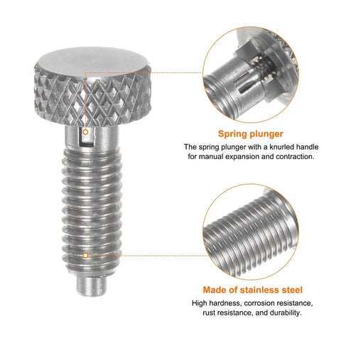 Tough As Nails Stainless Steel Spring Plunger 2 Pack M5x0.8 Thread with knurled grip for manual use in workshops.