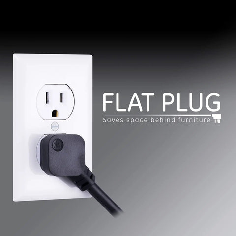 Flat plug of Dope UltraPro 7 Outlet Surge Protector With USB Ports, 4 Foot Cord, 1500 Joules, in wall socket, saves space