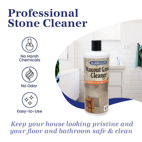 Maxout Deep Grout Cleaner For Tiles And Floors Powerful Ready To Use Cleaning Liquid 32 Oz Bottle in bathroom setting