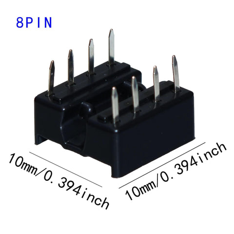8-pin socket from 155 Piece Dip IC Socket Kit With 2.54mm Pitch Solder Type Adapters, showing pin measurement
