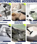 Multifunctional accessories for Grab This Badass Portable Handheld Steam Cleaner! 1300W, curved nozzle and glass cleaner.