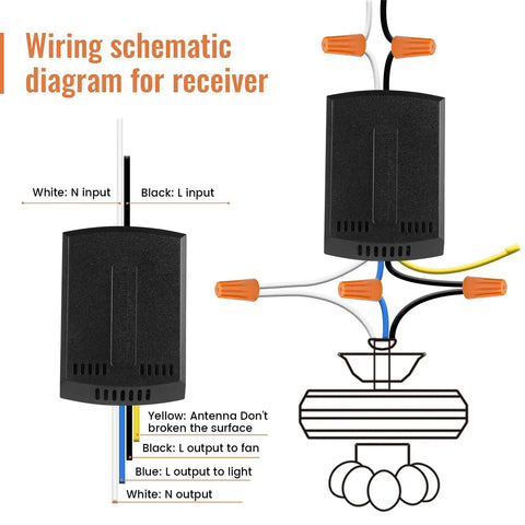 Smart WiFi Ceiling Fan Remote Kit Universal Receiver With 12 Hour Countdown 4 Speeds Works With Alexa And Google Assistant wiring diagram