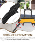 Solid 2 Pack Table Saw Lever Lock Replacement shown, black plastic lever for DeWalt DWE74911 saw height adjustments.