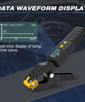 HVAC Digital Thermometer With Real Time Temp Clamp For Heating And Cooling Systems, Pro Grade High Precision Sensor Delivers Real Time Temperature Readouts, Data Waveform Display, Measurement Range -20C To 150C (-4F To 302F), LM55 Compatible, black clamp meter with display