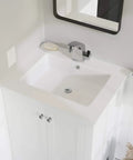 Voltaire Vanity Top Sink With Integrated Bowl Glossy White Ceramic Top Mount No Fuss Install in bathroom setting