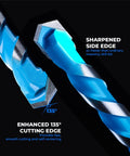 Close-up of Heavy Duty Masonry Drill Bit Set for Concrete Brick Tile Glass with enhanced 135° cutting edge and sharp side edge.