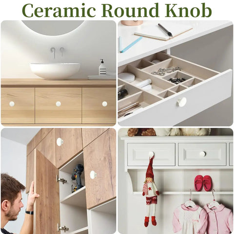 30 Pack White Ceramic Cabinet Knobs Glossy Mushroom Style Drawer Pulls for Kitchen and Furniture Vintage Charm