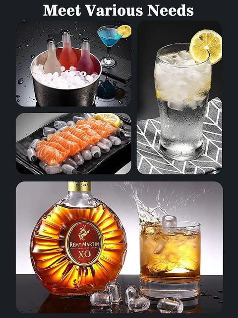 Portable Countertop Ice Maker Dishing Out Bullet Ice Keeps Your Squad Cool By Producing 40 Pounds Daily In Jiffy used for cocktails, seafood, and beverages.