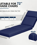 Two Pack Chaise Lounge Cushions Outdoor 72 By 21 By 4 Inches Waterproof Fade Resistant Thick Foam All Weather Patio Replacement Cushions For Outdoor Furniture Comfy Back And Hip Support