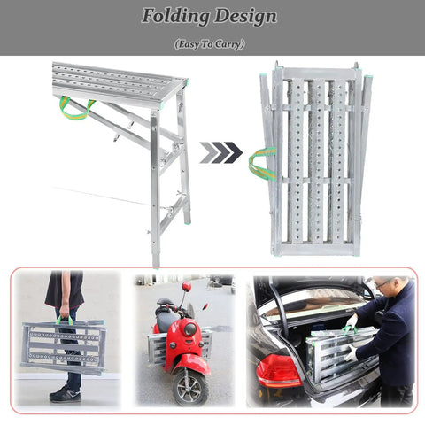 Illustration of Scaffolding Equipment Foldable Work Platform And Ladders Portable Multipurpose Scaffold Tower, lightweight and compact