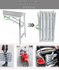 Portable Multipurpose Folding Scaffolding Work Platform with adjustable height, folded for easy transport in various settings
