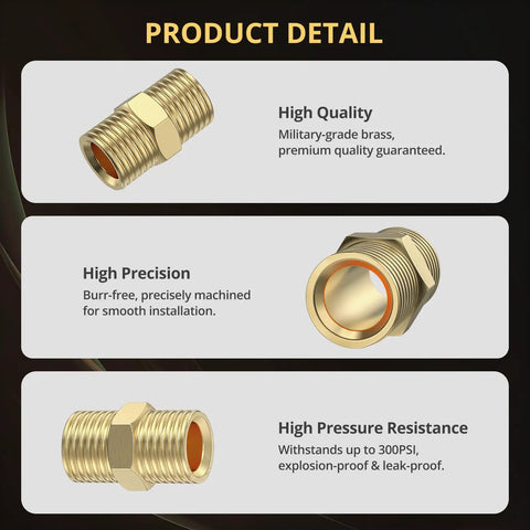 47 Piece One Quarter Inch NPT Air Coupler And Plug Kit With Brass And Copper Plated Fittings, showcasing brass precision adapters.