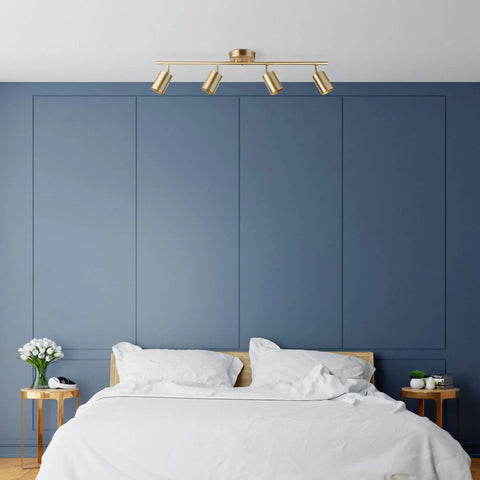 Pratt 4 Light Track Lighting In Matte Brass Gold With Pivoting Heads For Modern Glam Illumination Flexible Directional Lighting
