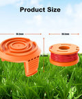 20 Pack WA0010 Replacement Trimmer Line Spool For Worx Weed Eater 0.065 Inch Nylon String with spool and cap on grass