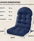 Outdoor Adirondack Chair Cushion Set With Thick High Back Tufted Design Weatherproof And Waterproof Anti Slip Lounge Pads