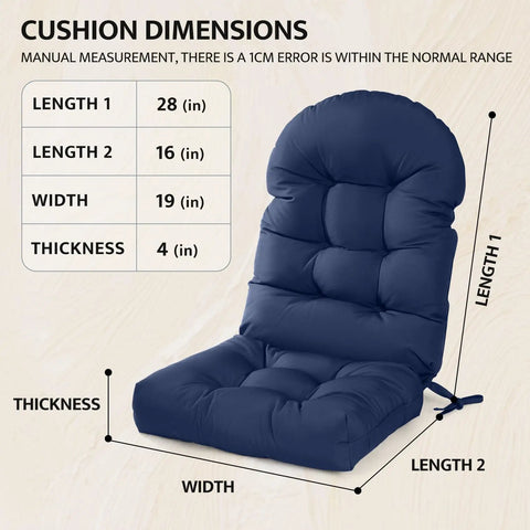 Outdoor Adirondack Chair Cushion Set With Thick High Back Tufted Design Weatherproof And Waterproof Anti Slip Lounge Pads