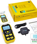4 Gas Meter For Confined Space With O2 CO H2S LEL Sensors Factory Calibrated With NIST Calibration, shown with packaging and accessories