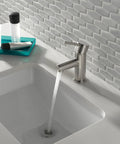 Modern Brushed Nickel Single Hole Bathroom Faucet With Single Handle And Drain Assembly Included, Easy Install Fits 4 Inch 3 Hole Config