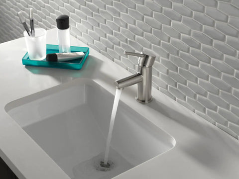 Modern Brushed Nickel Single Hole Bathroom Faucet With Single Handle And Drain Assembly Included, Easy Install Fits 4 Inch 3 Hole Config