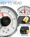Replacement Pool Filter Pressure Gauge For Back Mount DE Sand And Cartridge Filters showing clear 0-60 psi dial and back mount.