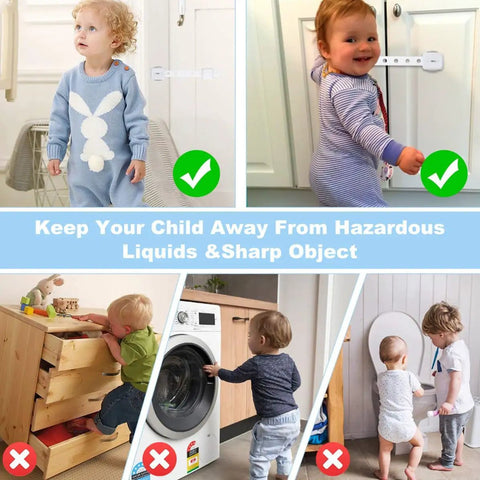 White Plastic Refrigerator And Cabinet Safety Locks Five Pack Easy Install Strong Adhesive Latches To Prevent Doors From Opening