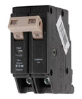 240 Volt 40 Amp Double Pole Circuit Breaker UL Listed 10kAIC Heavy Duty Built Tough For Home Panels And Light Commercial Use High Load Protection And Easy Install. Black breaker with 40A handles