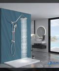 Retrofit Shower System With 6 Function Handheld Sprayer And 8 Inch Rain Shower Head in bathroom setup