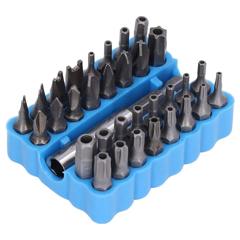 Top Pick For 33 Piece Security Screwdriver Bit Set With 1/4 Inch Hex Shank Featuring Torx Tr, Tri Wing, And Spanner Bits Made From Durable S2 Steel For All Your Gadget Repair Jobs, blue case