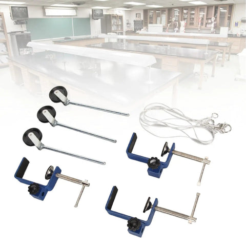 Laboratory Bench Clamp With Pulley Adjustable Metal Mounting Clamp For Physics Lab Setup Multipurpose Table Mount Clamp For Classroom Experiments And Science Demos, metal clamps and cords