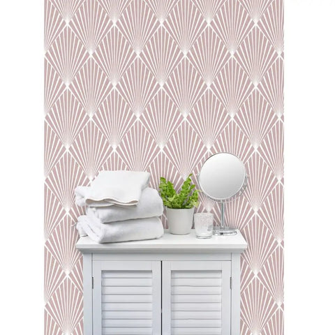 Top Tier Heavy Duty Geometric Stripes Wallcovering With Tough Matte Linen Finish Pvc Free Paste To Paper Pro Grade Home Makeover Game Changer For Kitchens Hallways Or Commercial Spaces with soft pink geometric stripe design.