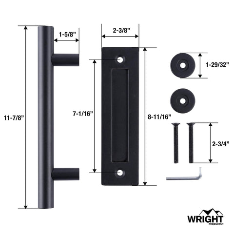 Matte Black Barn Door Pull And Flush Mounted Handle Set For Sliding Interior Doors Includes Hardware One Pack Durable