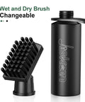Must Have All In One Golf Club Brush Cleaner With Retainer Clip And Squeeze Water Bottle 7.5 Inch Reach Holds 4 Ounces Leakproof Design Essential Golf Accessories For Men Ideal Gift For Golf Lovers display image showing black changeable brush head and bottle