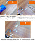 Pocket Hole Jig Kit 14 Piece Set being used on wooden board, showing drill holes and joinery guide angle drilling holes.