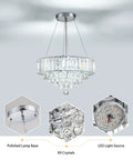 Modern Crystal Chandelier With LED Light Fixture That Elevates Your Living Room Bedroom And Dining For Real Chrome And White Finish 15.7 Inch Diameter Easy Install Dimmable Glow, showing polished lamp base, K9 crystals, and LED light source.