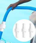 3 Pack Pool Cleaner Hose Ball Bearing Swivel Replacement Compatible With D20 180 280 380 480 Pro 3900 Sport Hose Connectors Parts, Premium ABS, Durable, Easy Install, No Fuss Fit, Keeps Suction Smooth; white ABS swivel on blue pool hose