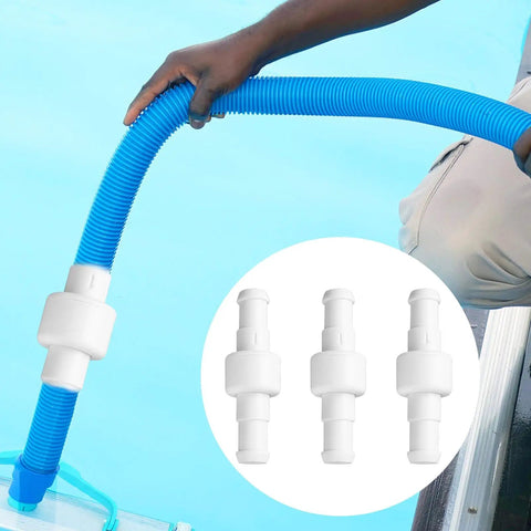 3 Pack Pool Cleaner Hose Ball Bearing Swivel Replacement Compatible With D20 180 280 380 480 Pro 3900 Sport Hose Connectors Parts, Premium ABS, Durable, Easy Install, No Fuss Fit, Keeps Suction Smooth; white ABS swivel on blue pool hose