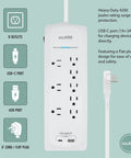 25 Foot USB C And USB A Surge Protector Power Strip With 8 Outlets 4200 Joules Heavy Duty Overload Protection Flat Plug Design