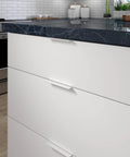White Modern Cabinet And Drawer Edge Pull Handle Center To Center Five And One Sixteenth Inch 128 Mm for kitchen use