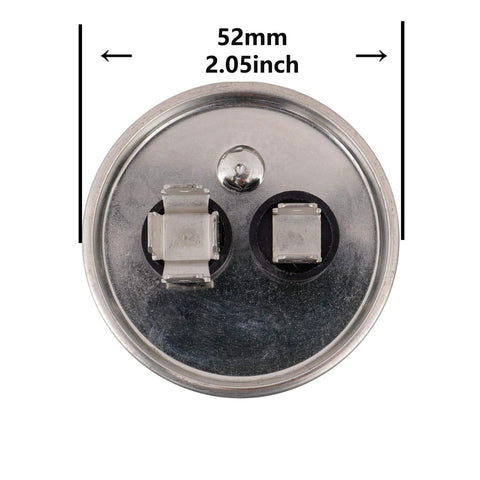 Top view of 45uF 370 To 450V Round CBB65 Run Start Capacitor For AC Motors Fans Compressors Heat Pumps And Condensers
