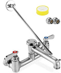 Commercial Mop Sink Faucet With Vacuum Breaker, Wall Mount 8 Inch, Chrome Plated, Leak Free Ceramic Cartridge, Hose Thread Visible