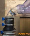 Two And A Half Inch Dust Control Flex Cuff With Adjustable Key Hose Clamps Rubber Cuff Connector connected to dust collection system