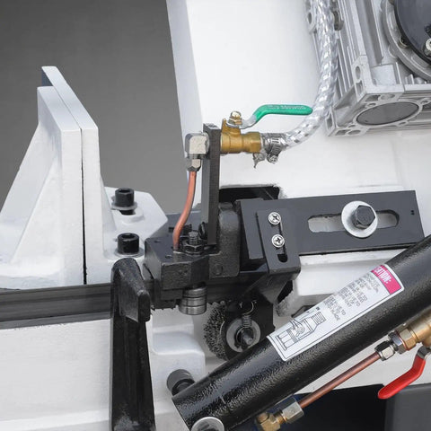 Close-up of hydraulic feed and coolant system on 9 Inch Metal Cutting Band Saw With 4 Speed Settings 1.5HP Dual Voltage