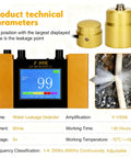 Underground Water Leak Detector With Ultrasonic Geophone Sensor Digital Display Earphone And Carrying Case For Indoor Outdoor Plumbing Leak Detection On Water Pipes Up To 9.8 Feet Deep For Home And Job Sites with digital display and specifications