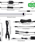 LED Under Cabinet Lighting Kit With Dimmable Strip Lights Plug In For Kitchen Cabinets Countertops Closets And Bedroom 24W 8 Bar Kit 6000K Cool White In Line Dimmer Switch Easy Mounting with size dimensions