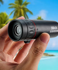 Grab And Go Monocular Telescope With Focusing Optics Waterproof Non Slip Grip Ideal For Adults Compact Lightweight Black For Outdoor Adventures, Bird Watching, Travel, And Wildlife Viewing. handheld black compact monocular telescope with focus ring