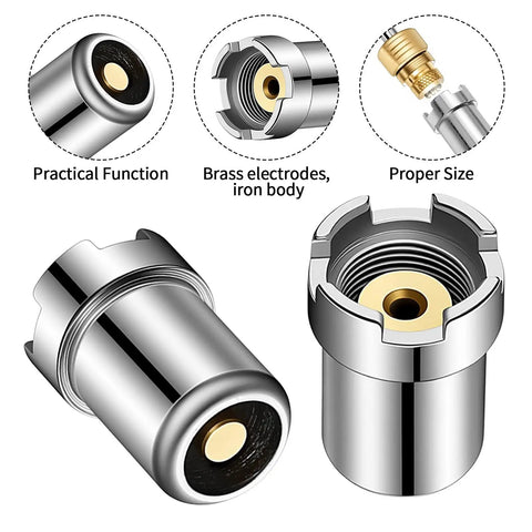 Four Pack 510 Thread Magnetic Adapter Kit For Soldering Irons, silver alloy build with brass electrodes and iron body