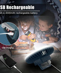 Children reading under a Portable Camping Fan With LED Lantern USB Rechargeable Waterproof Tent Fan With Hanging Hook
