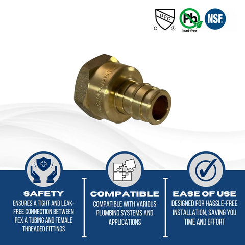 10 Piece PEX Expansion Adapter Set One Half Inch PEX A To One Half Inch Female NPT F1960 Certified brass adapter